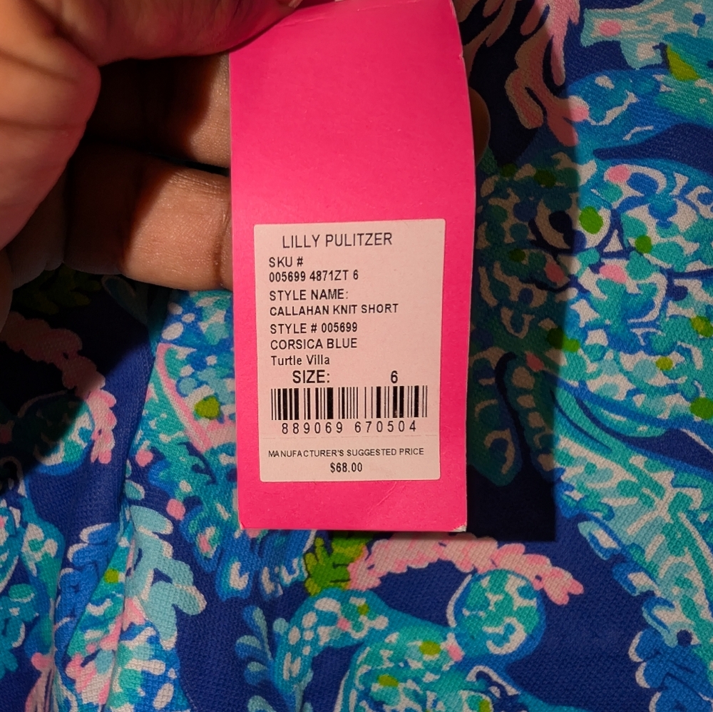 Lilly Pulitzer 5” Callahan Stretch Shorts Blue Turtle Villa Size 6 VGUC - Picture 4 of 4